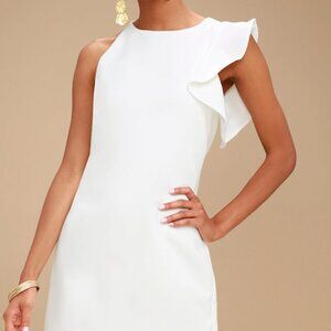 Lulus Dinah White One-shoulder Dress - Size M